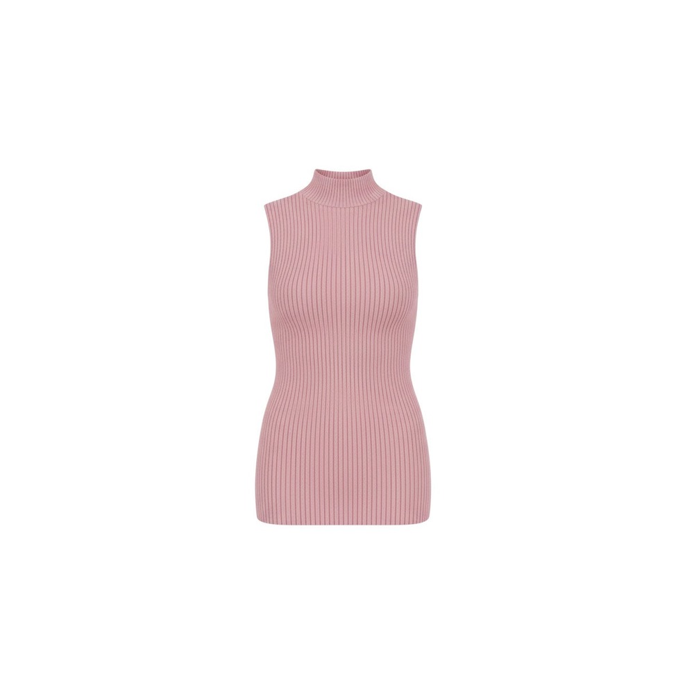 rue21 Mock Neck Top Womens Large Peach Ribbed Knit Sleeveless Shell